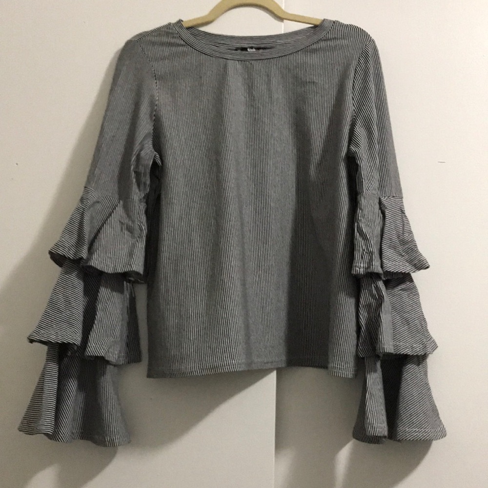 SHEIN Striped Bell Sleeve Top